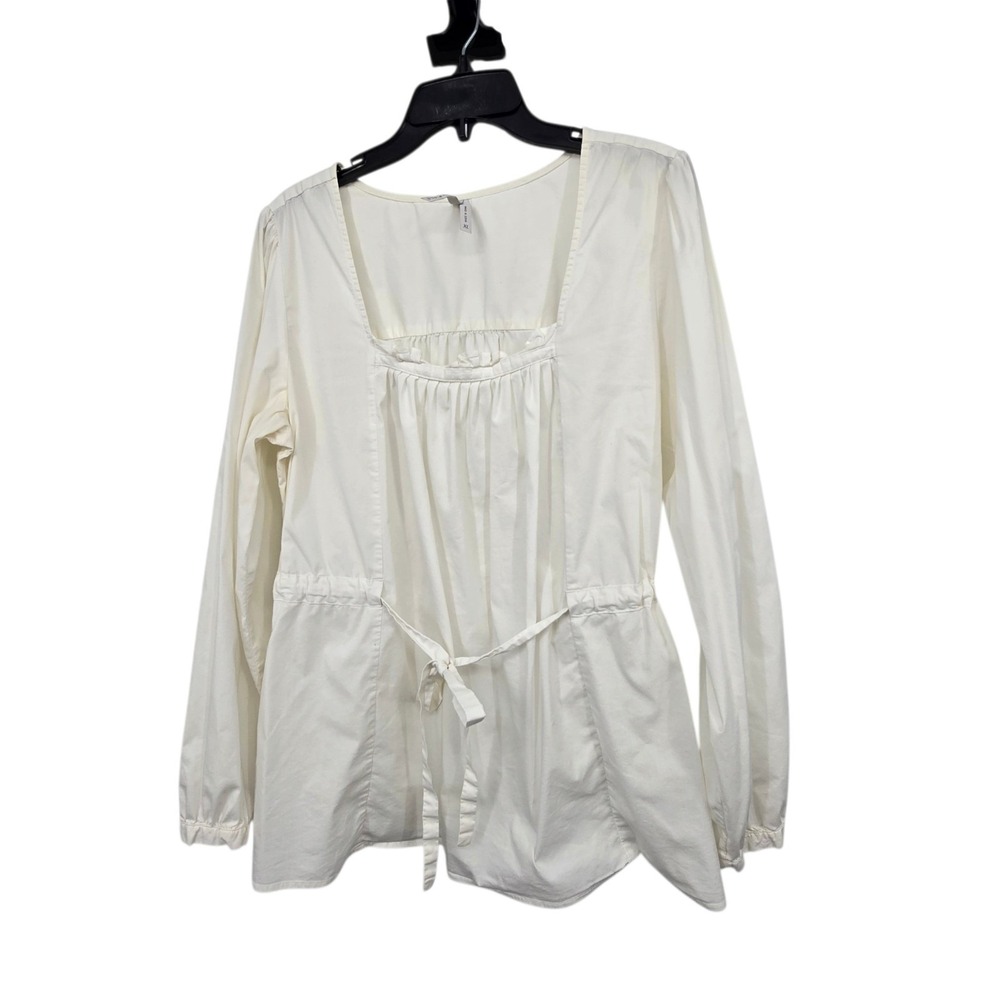 Old Navy Square Neck Peasant Top Blouse Womens XL White Boho Milkmaid Coquette